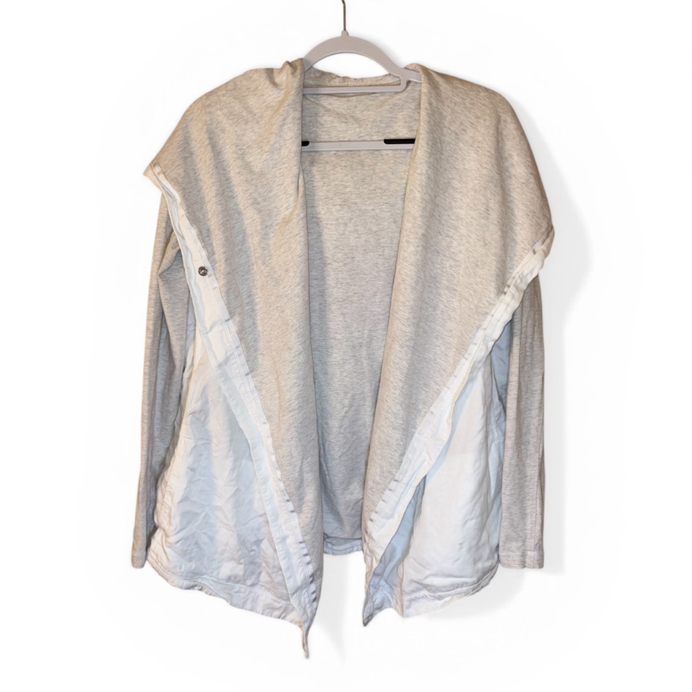 Lululemon Savasana Wrap Jacket‎ Hooded Grey White Size 6